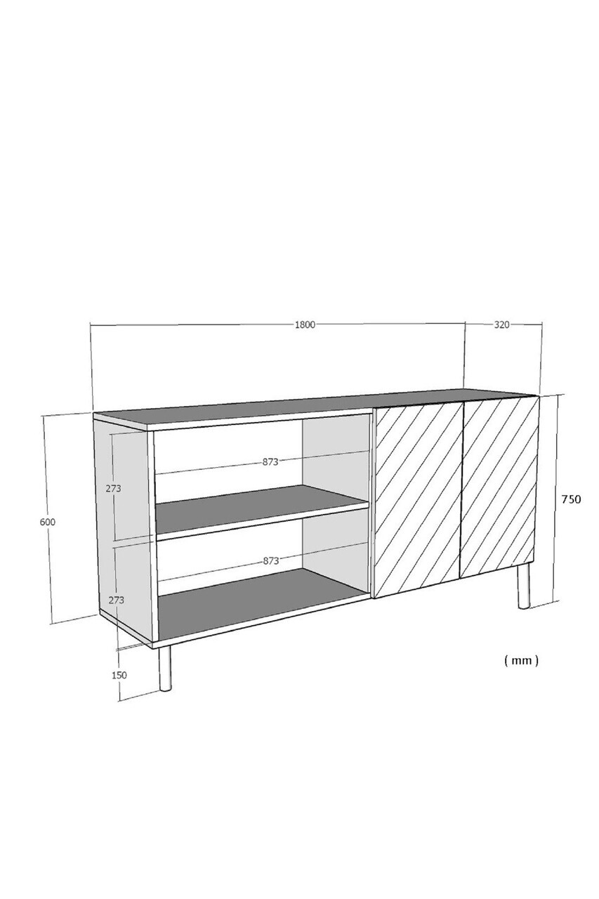 Consola, Hanah Home, Lipa 180, 180x79x32 cm, Antracit — imaginea 5