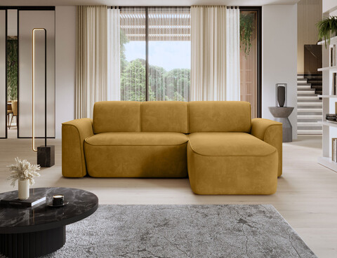 Coltar dreapta 4 locuri ELTAP, Ume, 287x190x88 cm, lemn/poliester, mustar