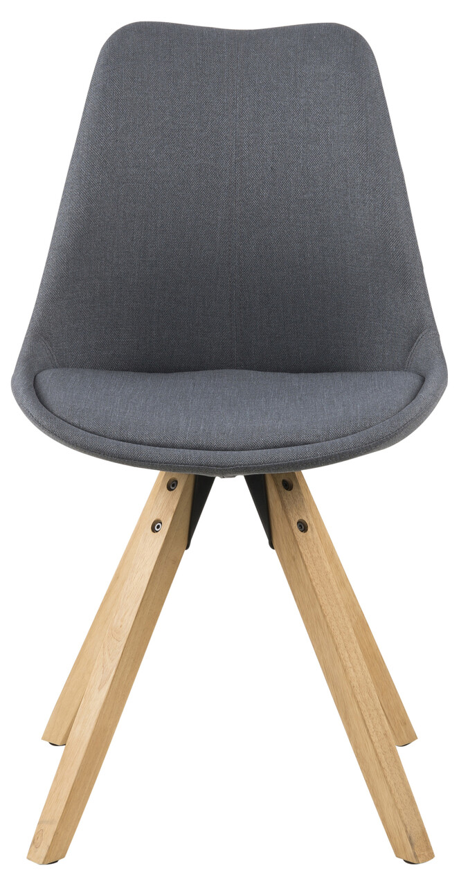 Scaun Dima, Actona, 48.5x55x85 cm, poliester/lemn de cauciuc, gri inchis