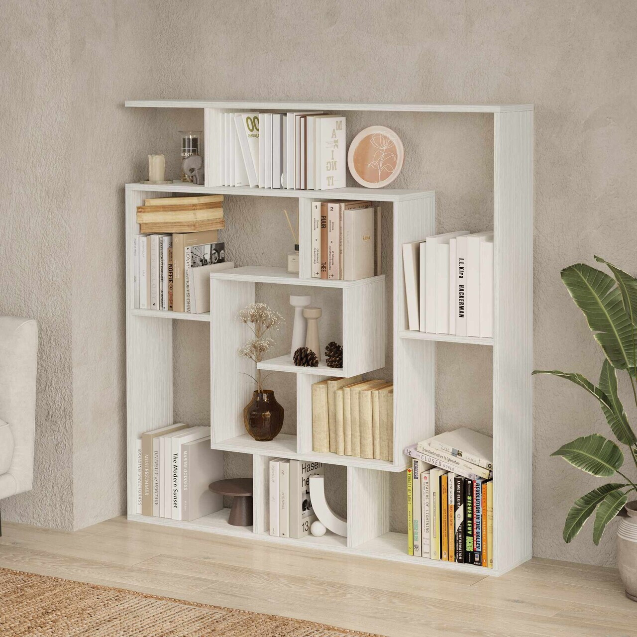 Corp biblioteca Hanah Home Granada 125x128.5x22 cm PAL Alb