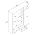 Dulap pentru haine, Rani, BA115, 180x190.8x47.3 cm, PAL, Nuc/Alb