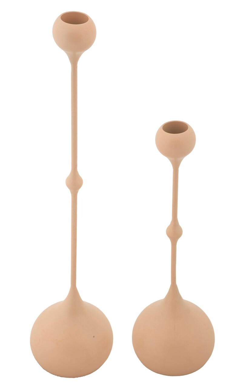 Set 2 suporturi de lumanare Slimmy, Mauro Ferretti, 8x26 cm, 8x37 cm, fier, roz/auriu