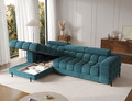 Coltar extensibil dreapta 3 locuri ELTAP, LT-40AMO, Felro, 285x181x93 cm, lemn/poliester, albastru