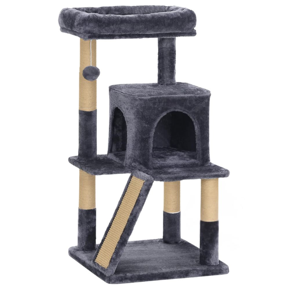 Casă pentru pisici, Paws & Whiskers, Peti, MATERIAL TEXTIL WELSOFT, Antracit