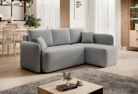 Coltar extensibil dreapta 3 locuri ELTAP, Hadson, 206x150x89 cm, lemn/poliester, gri deschis