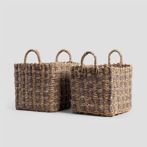 Set 2 cosuri de depozitare Maden, Homla, 28x28x26/32 cm / 25x25x24/30 cm, hartie, maro