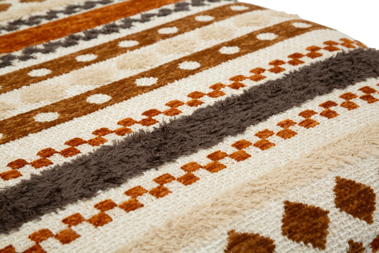 Taburet, Mauro Ferretti, Ethnic, 40x40 cm, poliester/lemn masiv, multicolor — imaginea 5