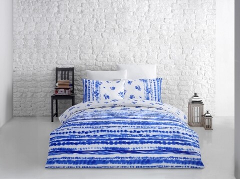 Lenjerie de pat dubla Lagun, Majoli Home Collection, 4 piese, 200x220 cm, 100% bumbac ranforce, multicolor