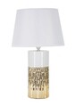 Lampa de masa, Glam Elegant, Mauro Ferretti, 1 x E27, 40W, Ø30 x 48.5 cm, ceramica/fier/textil, alb/auriu