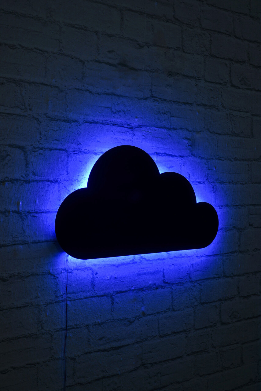Decoratiune luminoasa LED, Cloud, MDF, 60 LED-uri, Albastru - 1 | YEO