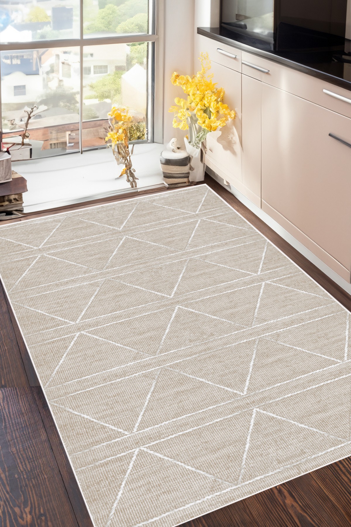 Covor, CLR-7191MUTFAK-11V, 100x300 cm, Poliester, Bej
