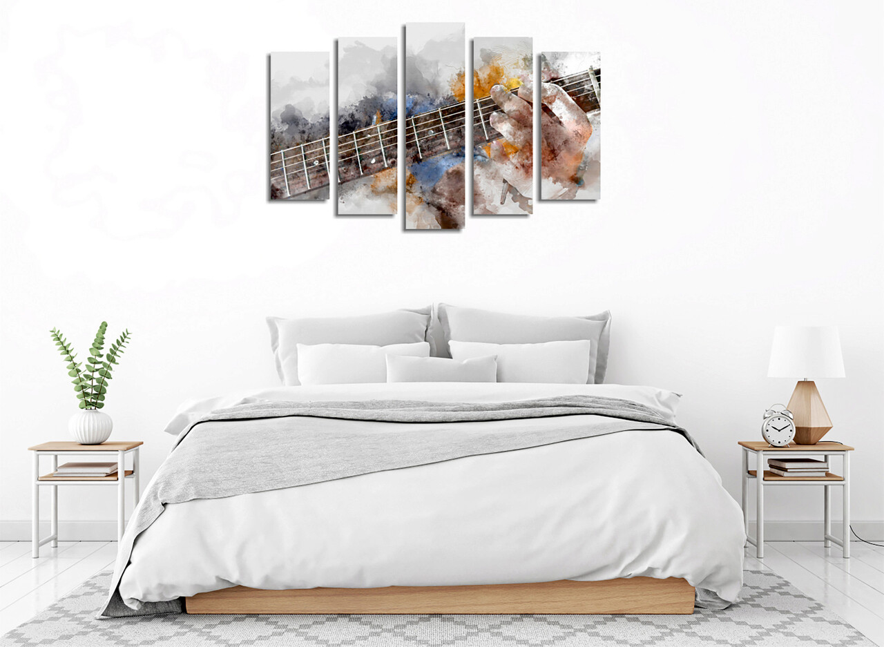 Set 5 tablouri decorative, BC130, 60% bumbac/40% poliester, Rama de lemn, Multicolor - 1 | YEO