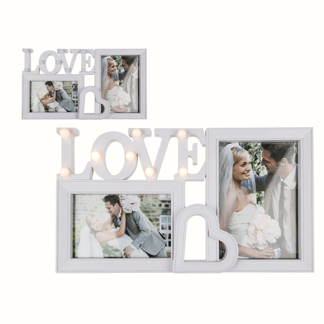 Rama Foto Love LED, Out Of The Blue, 2 Fotografii, 22 X 32 Cm, Plastic, Alb