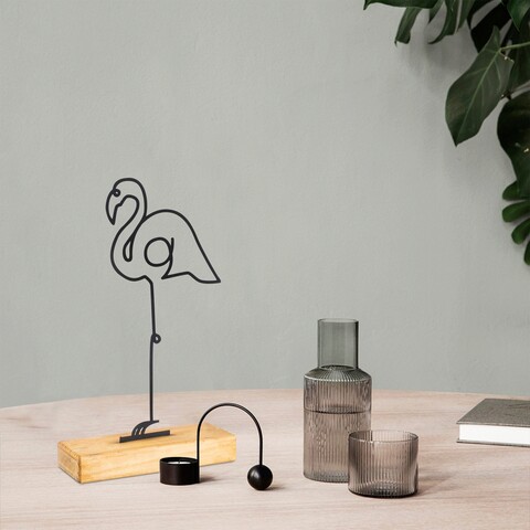 Decoratiune, stork, 20x40x4 cm, metal, negru