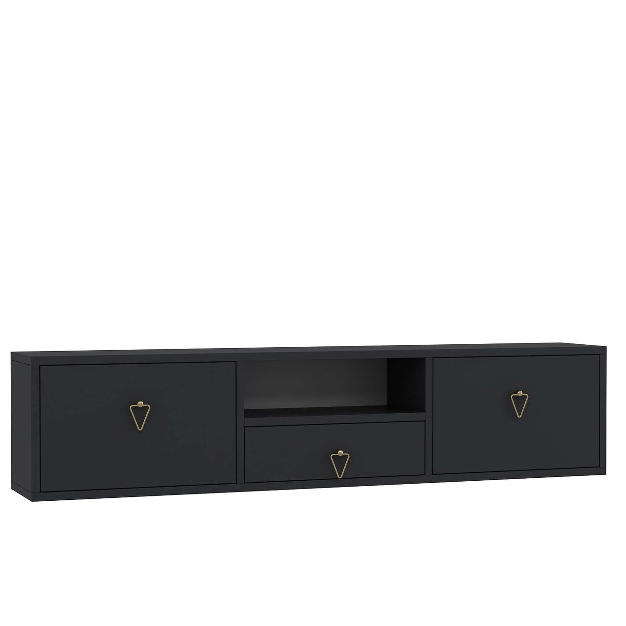 Comoda TV, Hanah Home, 1303-DROP-1, 140x30x30 cm, PAL , Antracit / Aur - view 4