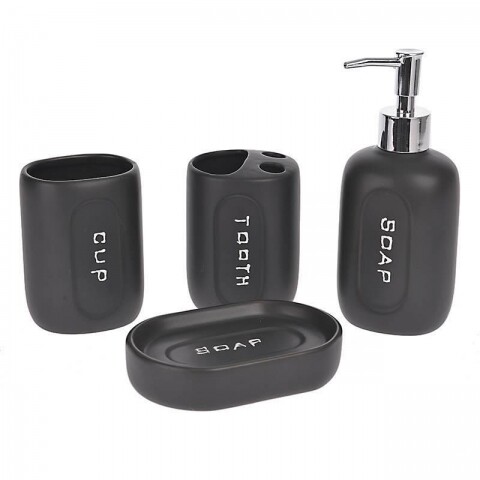 Set de baie din portelan, 4 piese, InArt, Black