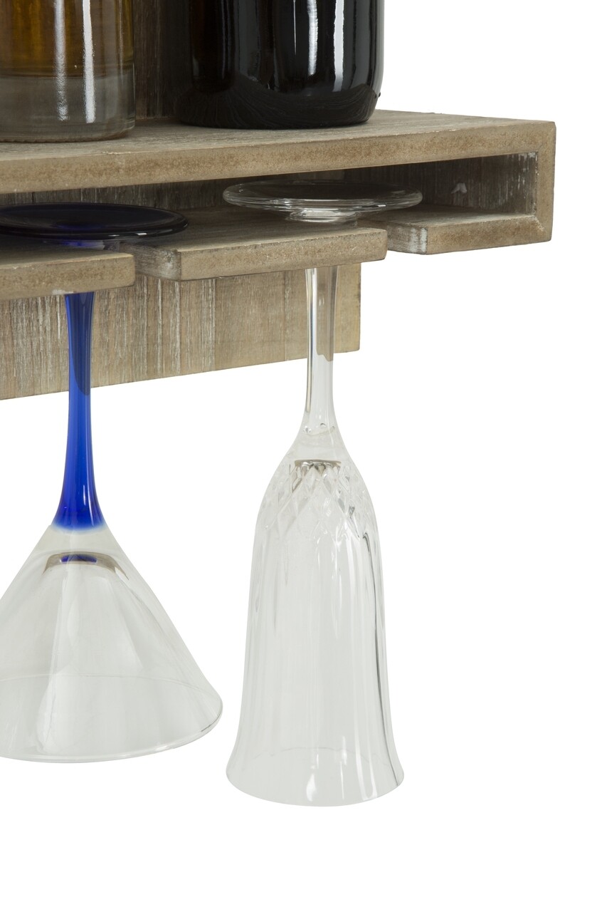 Raft pentru vin cu suport de pahare Vertical, Mauro Ferretti, 34x12x76 cm, fier/lemn - 1 | YEO