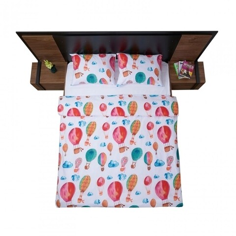 Lenjerie de pat dubla balloons, heinner home, 4 piese, 220 x 220 cm, bumbac, multicolora