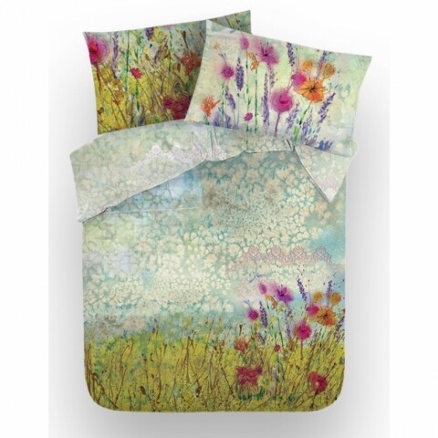 Lenjerie de pat dubla Light, Aglika, 3 piese, 200 x 220 cm, 100% bumbac, multicolora