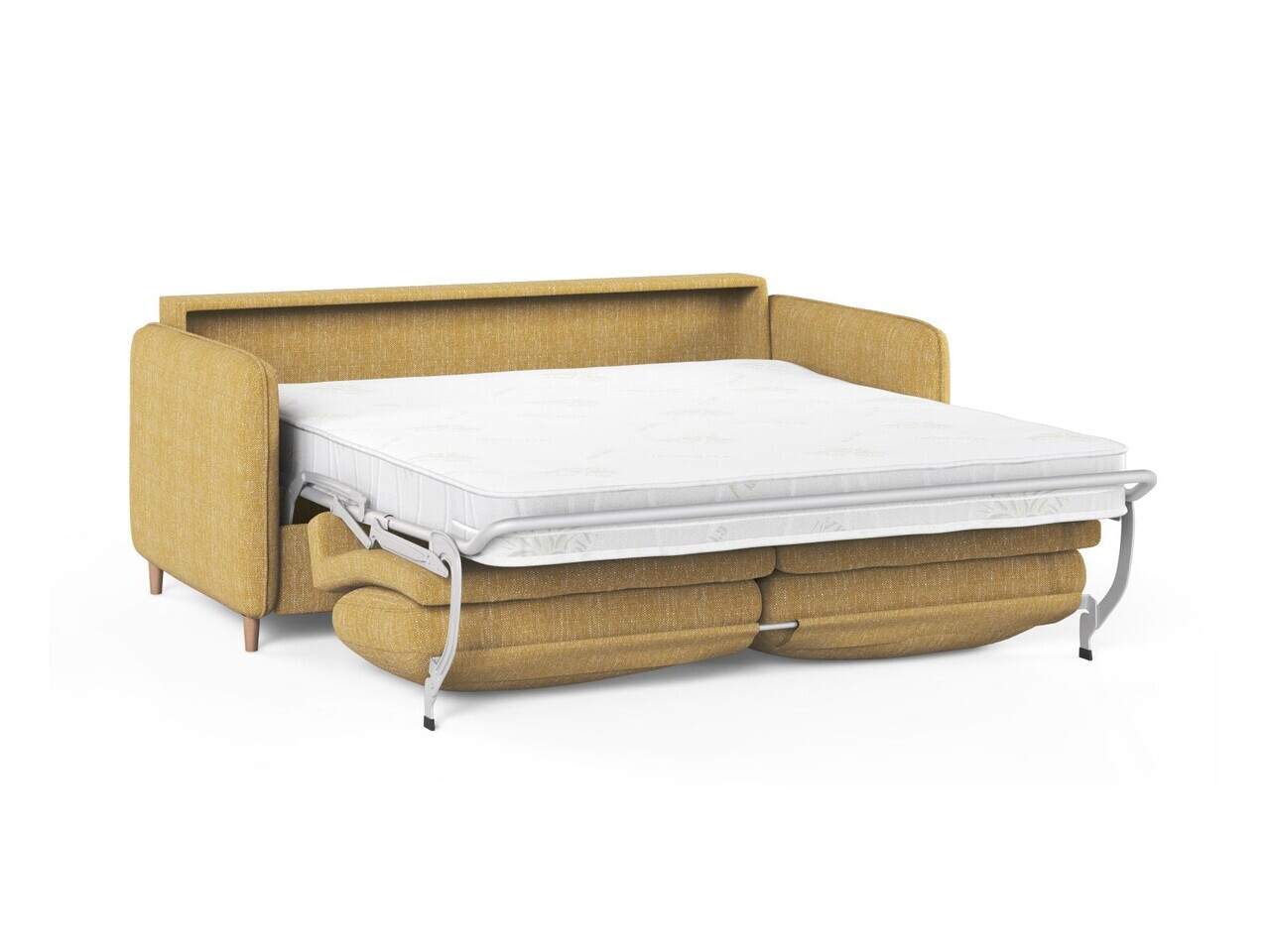 Canapea extensibila 3 locuri, Simo, Micadoni Home, 184x102x95 cm, tesatura structurata, galben — imaginea 4