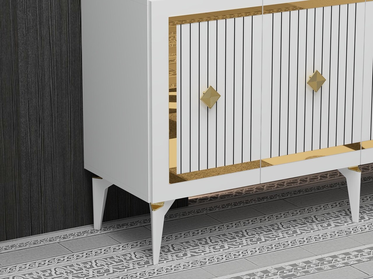 Consola, Hanah Home, Nova, 150x79x40 cm, PAL , Alb/Auriu - view 4