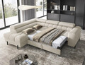 Coltar extensibil stanga 5 locuri ELTAP, LT-18ROY, Ferucce, 276x200x93 cm, lemn/poliester, bej deschis