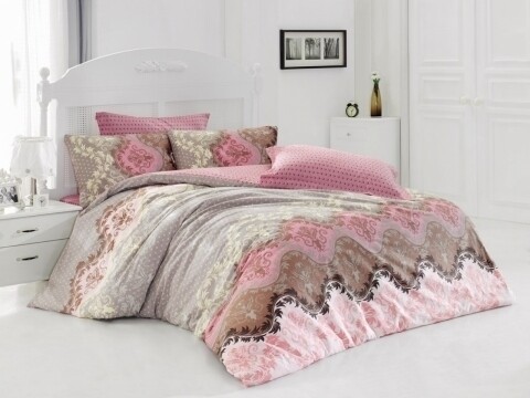 Lenjerie de pat dubla, 4 piese, 100% bumbac ranforce, Cotton Box, Lida