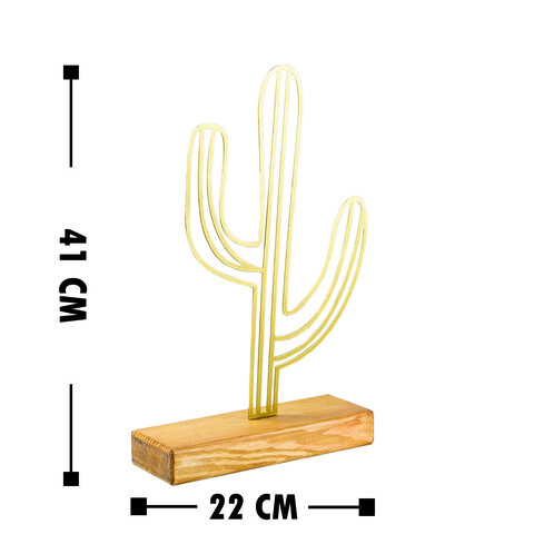 Decoratiune, Cactus, 22x41x4 cm, Metal, Auriu