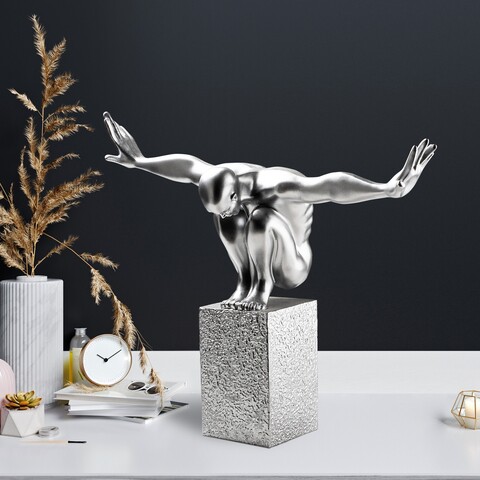 Decoratiune, Sauter-2, 50x43x20 cm, Poliester, Argintiu
