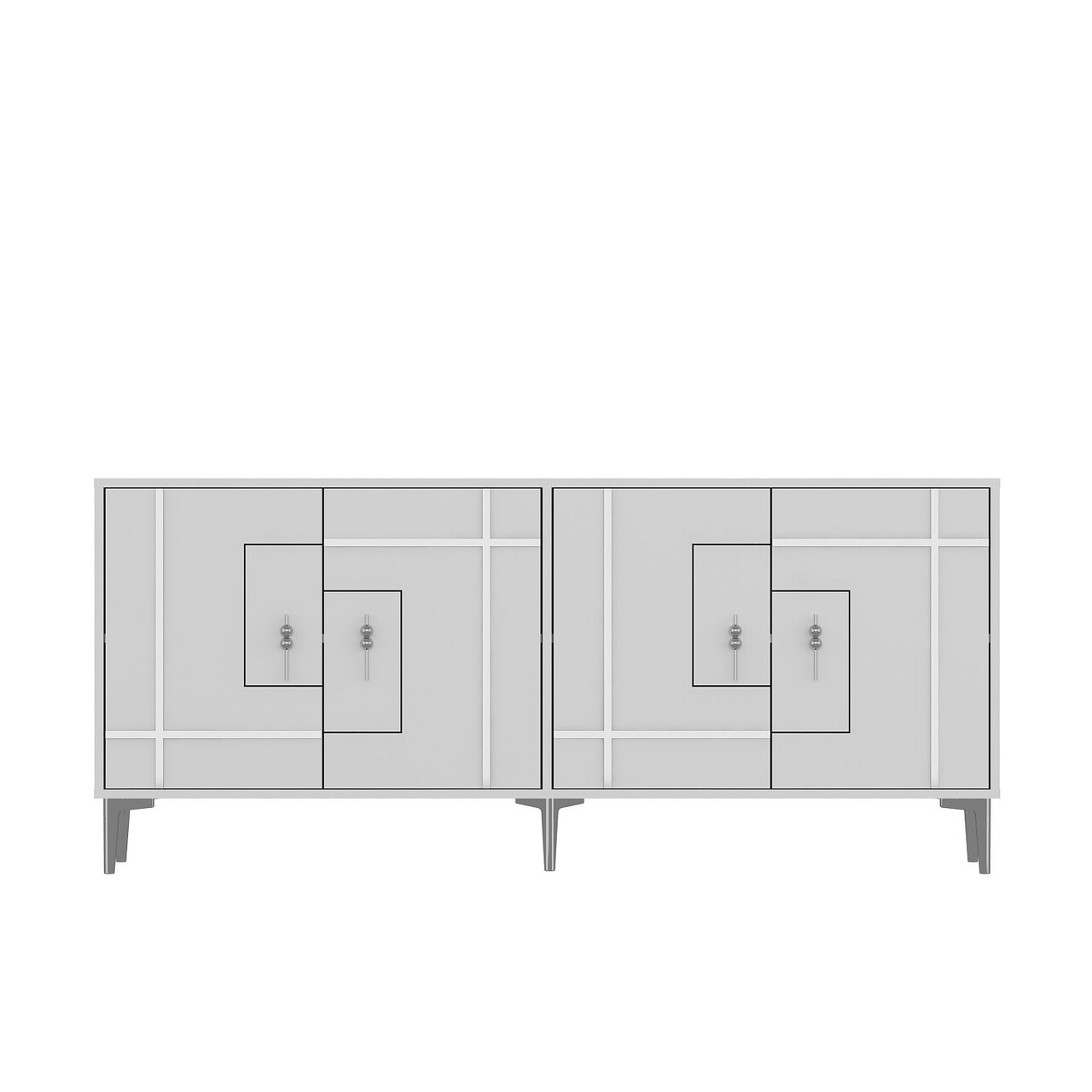 Consola, Hanah Home, Simge, 180x78.6x35 cm, PAL , Alb / Argintiu - view 3