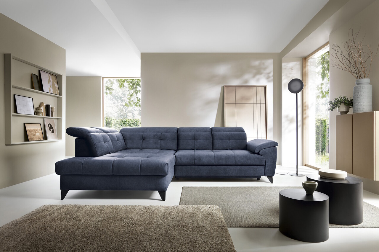 Coltar extensibil stanga 5 locuri ELTAP, LT-40REL, Inferne, 297x210x107 cm, lemn/poliester, albastru