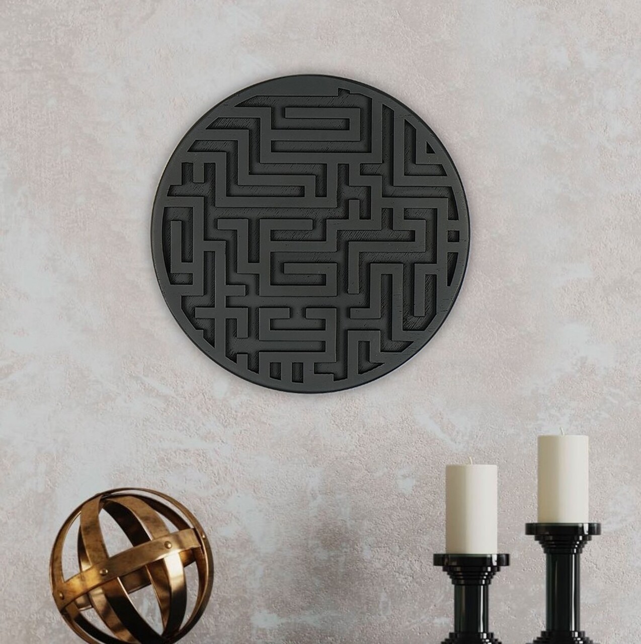 Decoratiune de perete, ART139, Dimensiuni: 33 x 33 x 2 cm, Negru - view 2