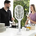 Paleta electrica anti-insecte reincarcabila 2 in 1 cu lumina UV, KL Rak, InnovaGoods, 44.5 x 18 cm, alb/gri
