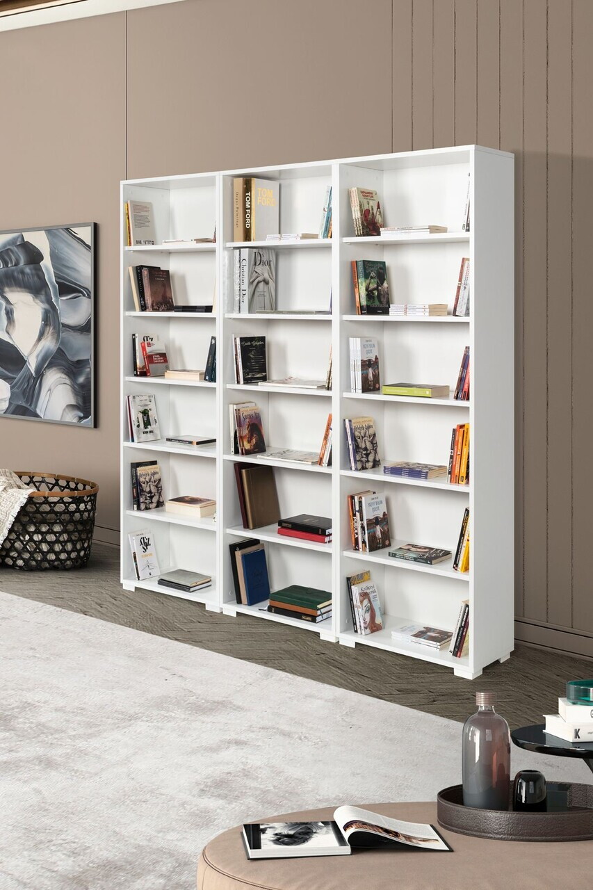 Corp biblioteca, Hanah Home, Evm 8324, 180x187x30 cm, PAL, Alb — imaginea 3