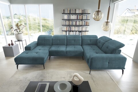 Coltar dreapta 6 locuri ELTAP, RT-38LO, Neviro, 350x201x77 cm, lemn/poliester, albastru deschis