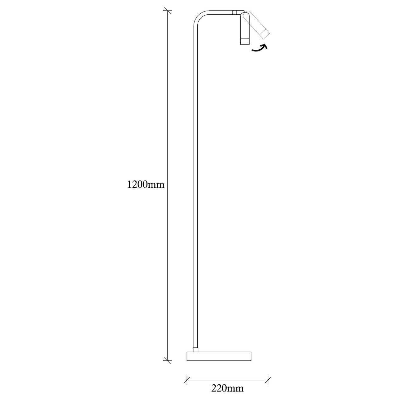 Lampadar, Ugur - 6051, Opviq, 22 x 22 x 120 cm, LED, 1W 2700 K, negru