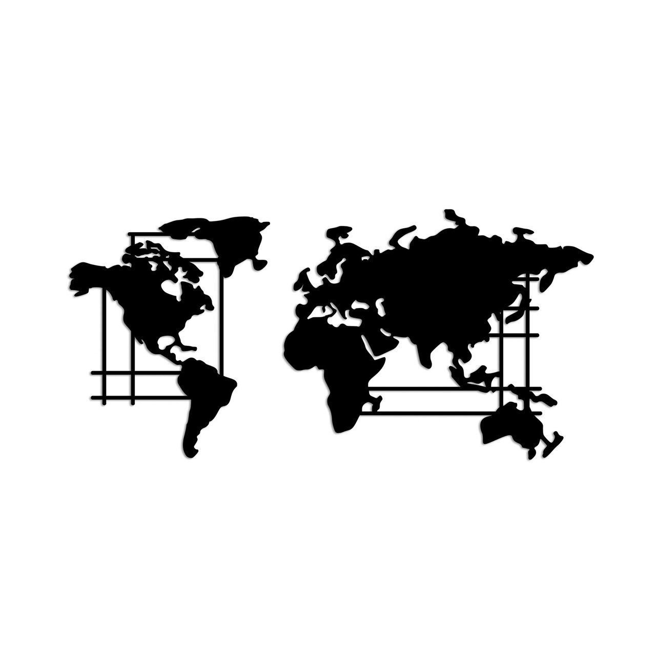 Decoratiune de perete, World Map, 70 x 33 cm, Negru — imaginea 5