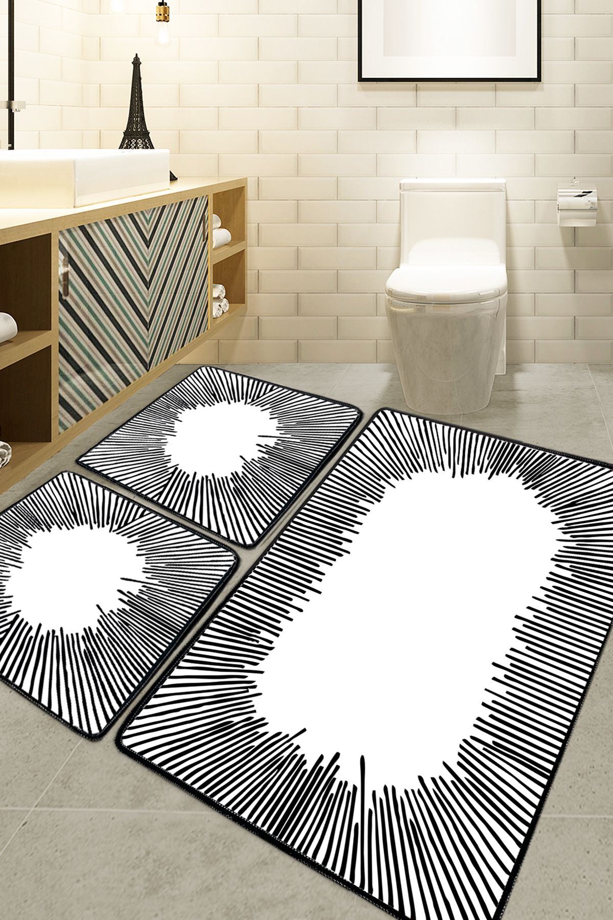 Set covorase de baie, L'essentiel Maison, Somber, Ecru