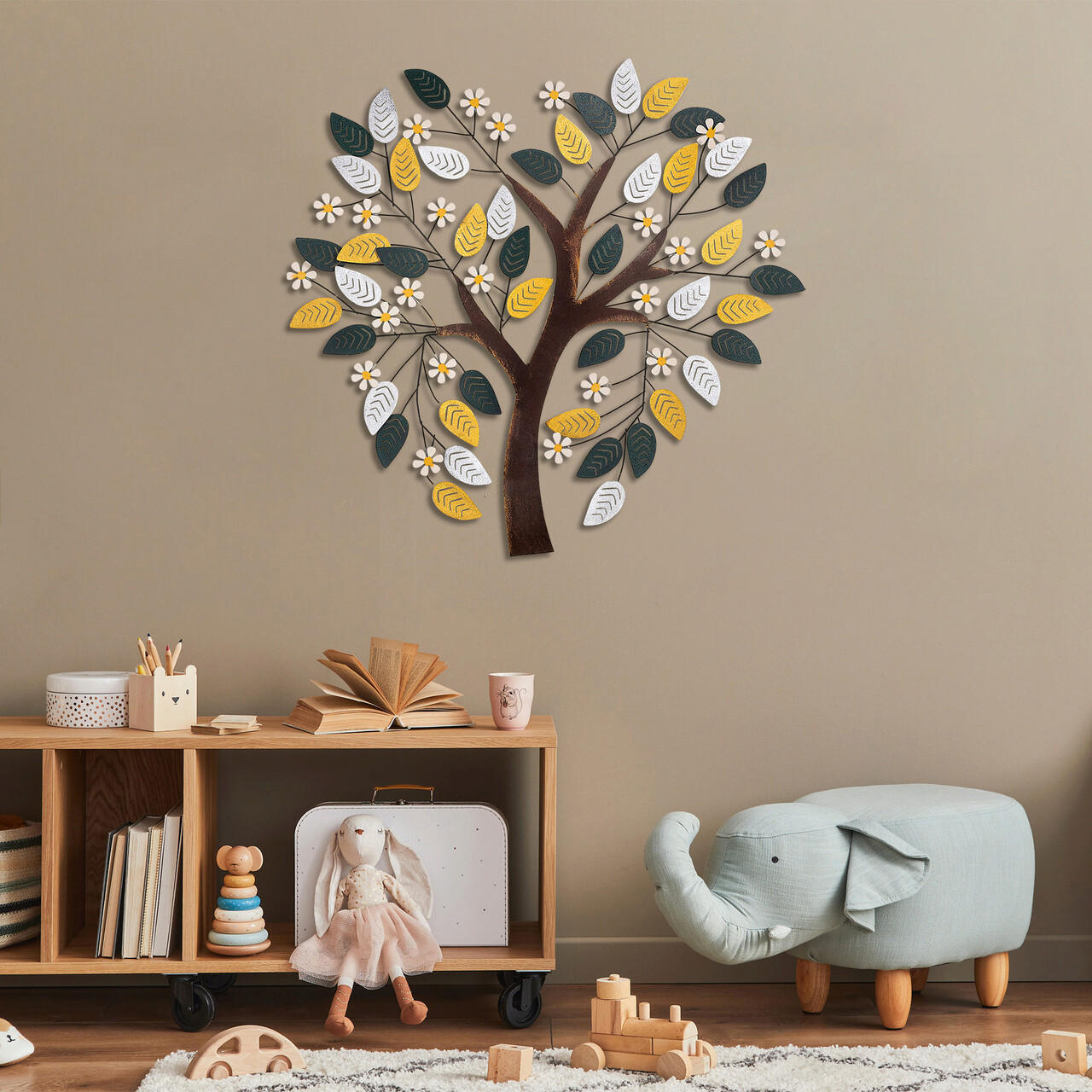 Decoratiune de perete, Kalp Ağaç, Metal, Dimensiune: 107 x 101 cm, Multicolor - 1 | YEO