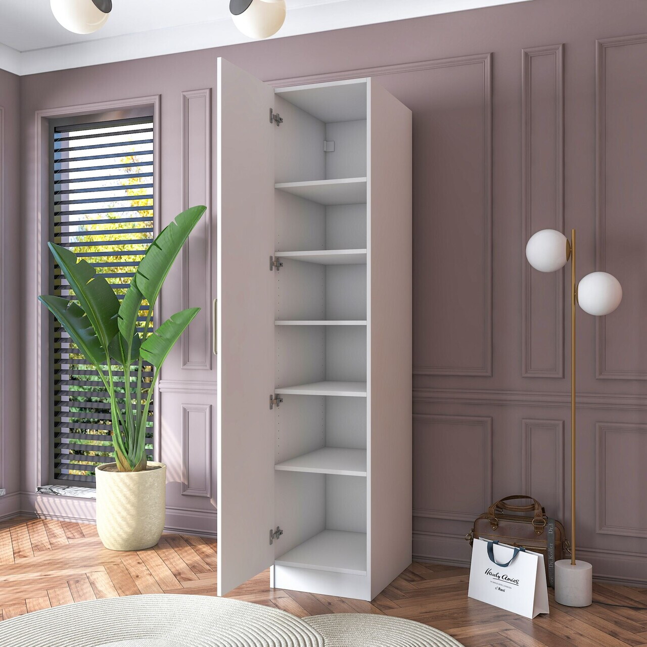 Dulap pentru haine, Hanah Home, BA182, 45x210x57.5 cm, PAL melaminat, Alb - view 4