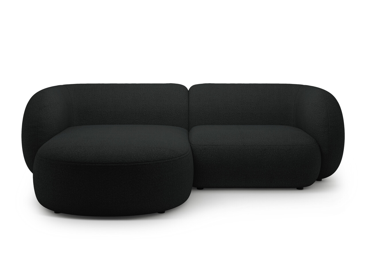 Coltar stanga 2 locuri, Kate, Micadoni, 255x176x76 cm, tesatura boucle, negru