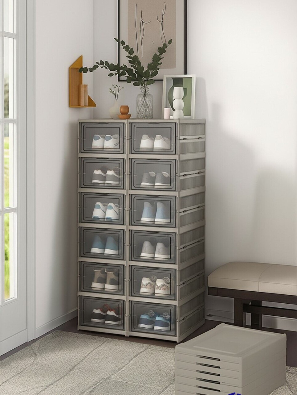 Pantofar, Hanah Home, Lavine 105, 25.5x105x34.5 cm, PLASTIC, Albastru deschis — imaginea 2