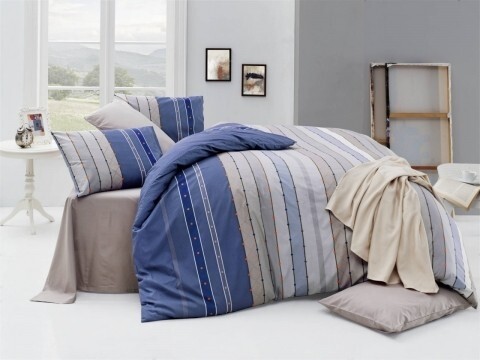 Lenjerie de pat pentru o persoana, 3 piese, 100% bumbac ranforce, Nazenin Home, Ruling Royal, multicolora