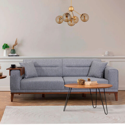 Canapea extensibila cu 3 locuri, unique design, 867unq1365, lemn de carpen, gri