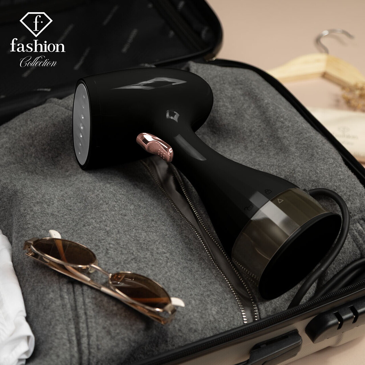 Aparat de calcat cu aburi Fashion TV, Matte Black-Rose Gold, 1500W, 220 ml, invelis ceramic, negru - imagine 9