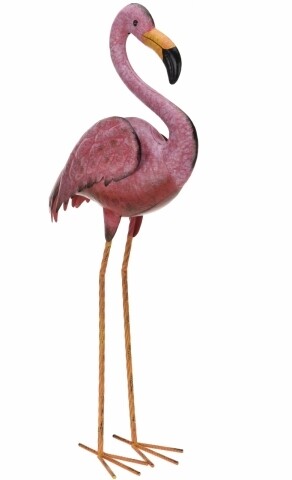 Decoratiune Flamingo vertical, metal, 40x15x75 cm