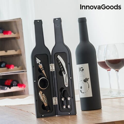 Cutie cu accesorii pentru vin 5 piese innovagoods sommelier, 7x33 cm, abs/inox