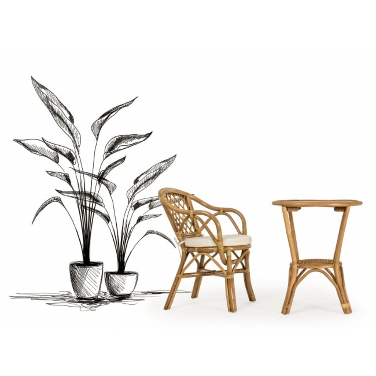 Masuta de cafea pentru gradina, Vienna, Bizzotto, 60x70 cm, ratan - 2 | YEO