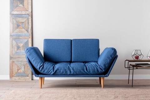Canapea extensibila Nina Daybed, Futon, 3 locuri, 200×70 cm, metal, albastru parliament Futon