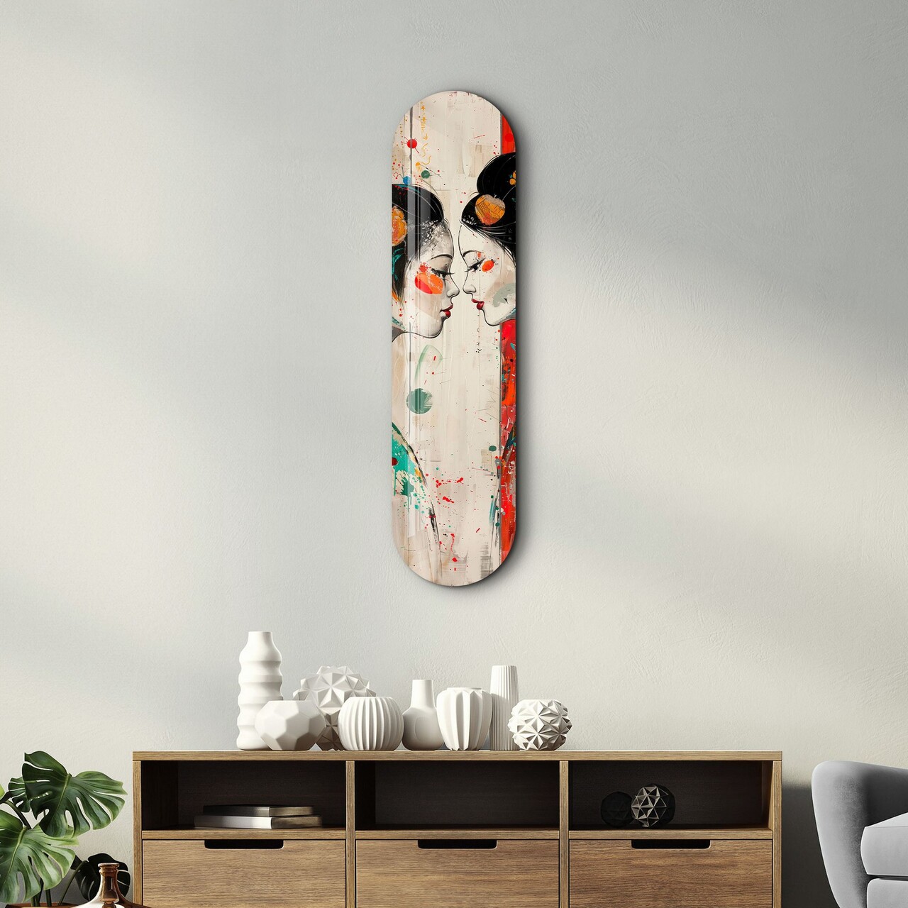 Tablou decorativ Girls in Yukata Dimensiune: 20 x 80 cm Multicolor